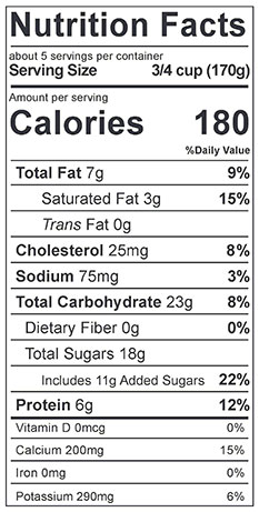Cream Top Maple Yogurt nutrition label